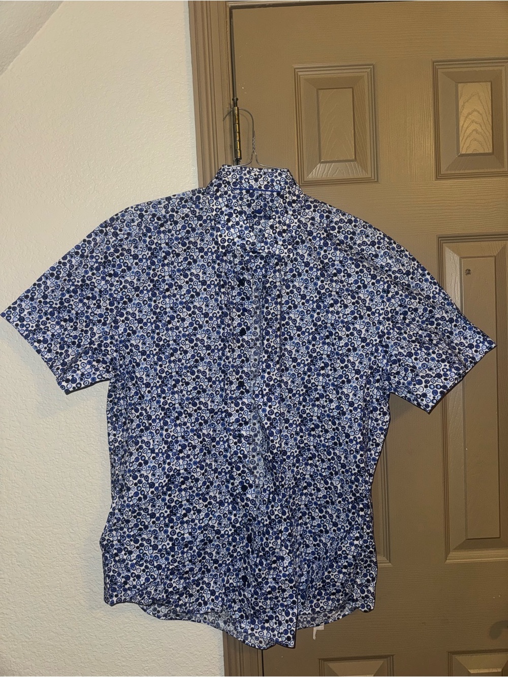 Men's Short-Sleeve Floral Button-Down Shirt - Navy/White